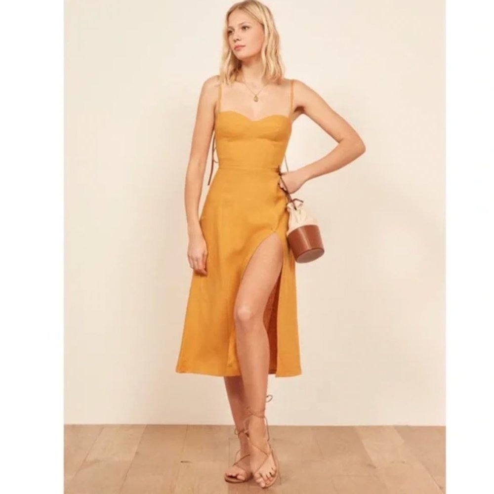 Reformation Nebraska Linen Midi Dress